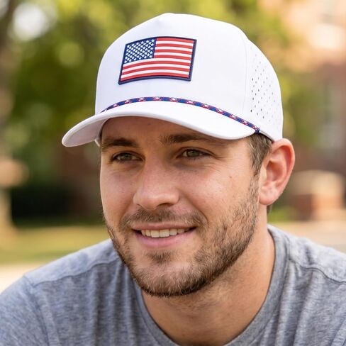 USA American Flag Golf Hat, Performance Rope Cap, Patriotic USA Hat – Adjustable, Breathable in Kuwait