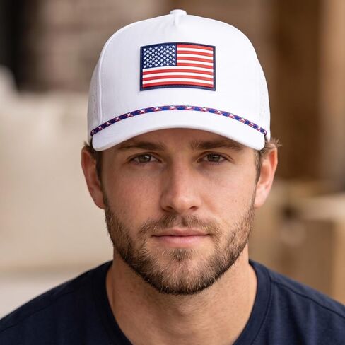 USA American Flag Golf Hat, Performance Rope Cap, Patriotic USA Hat – Adjustable, Breathable in Kuwait