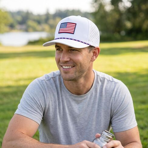 USA American Flag Golf Hat, Performance Rope Cap, Patriotic USA Hat – Adjustable, Breathable in Kuwait