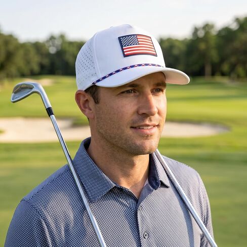 USA American Flag Golf Hat, Performance Rope Cap, Patriotic USA Hat – Adjustable, Breathable in Kuwait