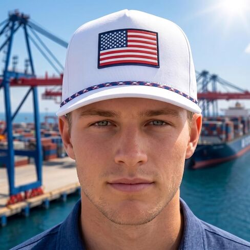 USA American Flag Golf Hat, Performance Rope Cap, Patriotic USA Hat – Adjustable, Breathable in Kuwait