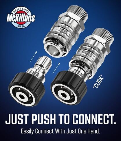مجموعة التوصيل السريع لغسالة الضغط الأوتوماتيكية McKillans® 2025 M22-14mm - تركيبات غسالة الضغط سريعة التوصيل M22 إلى 3/8 - ملحقات غسالة الطاقة - مجموعة محول الخرطوم - مجموعة مكونة من 8 قطع (الفولاذ المقاوم للصدأ) in Kuwait