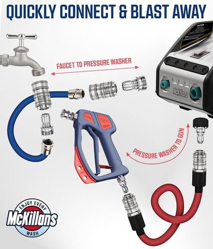 مجموعة التوصيل السريع لغسالة الضغط الأوتوماتيكية McKillans® 2025 M22-14mm - تركيبات غسالة الضغط سريعة التوصيل M22 إلى 3/8 - ملحقات غسالة الطاقة - مجموعة محول الخرطوم - مجموعة مكونة من 8 قطع (الفولاذ المقاوم للصدأ) in Kuwait