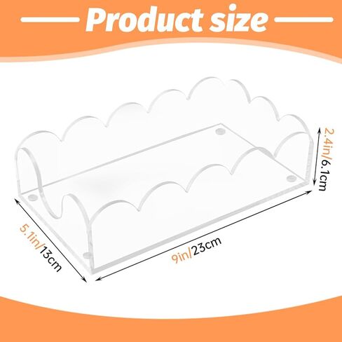 Clear Acrylic Napkin Holder, Scalloped Napkin Holder for Table, Paper Hand Towels Storage Tray for Bathroom, Kitchen, Parties, Weddings, and Various Events(9x5.1x2.4 inch) in Kuwait
