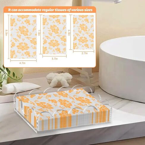 Clear Acrylic Napkin Holder, Scalloped Napkin Holder for Table, Paper Hand Towels Storage Tray for Bathroom, Kitchen, Parties, Weddings, and Various Events(9x5.1x2.4 inch) in Kuwait