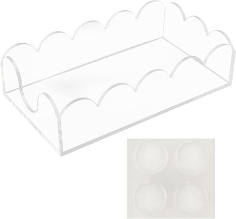 Clear Acrylic Napkin Holder, Scalloped Napkin Holder for Table, Paper Hand Towels Storage Tray for Bathroom, Kitchen, Parties, Weddings, and Various Events(9x5.1x2.4 inch) in Kuwait