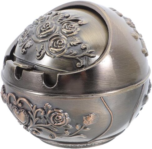 Decorative Metal Ashtray with Lid Small Vintage Smokeless Portable Pocket | Ash Tray Bronze Rose for Home Indoor Outdoor Patio Use in Kuwait