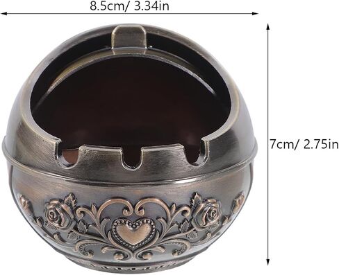 Decorative Metal Ashtray with Lid Small Vintage Smokeless Portable Pocket | Ash Tray Bronze Rose for Home Indoor Outdoor Patio Use in Kuwait