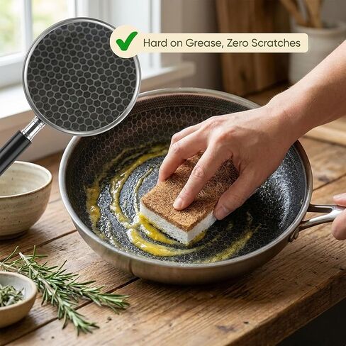 Kitchen Sponges 10 Pack - Natural Cellulose Sponge with Coconut Scrubber - Plant Based Sponges - Biodegradable Kitchen Sponge - Non-Scratch Sponges for Dishes - Eco Friendly Kitchen Sponges in Kuwait
