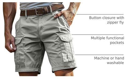 Men's 5 Inch Cargo Shorts Relaxed Fit Quick Dry Stretch Tactical Hiking Shorts Button-Fly Outdoor Work Multi-Pocket in Kuwait