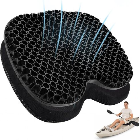 Kayak Seat Cushion, Thicken Gel Boat Cushion, Anti-Slip Waterproof Canoe Rowing Stadium Pad with Removable Cover for Sit in Kayak Inflatable Canoe Fishing Kayak Accessories for Fishing Rowing Stadium in Kuwait