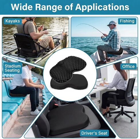 Kayak Seat Cushion, Thicken Gel Boat Cushion, Anti-Slip Waterproof Canoe Rowing Stadium Pad with Removable Cover for Sit in Kayak Inflatable Canoe Fishing Kayak Accessories for Fishing Rowing Stadium in Kuwait