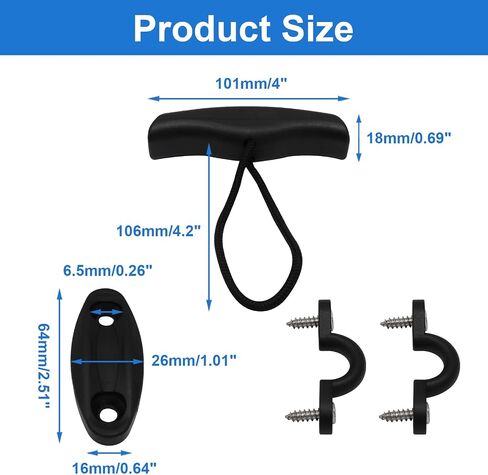 Kayak Carry Handles, Black, 2 Pack | Replacement Kayak Accessories, Includes Cord and Pad Eyes Screws in Kuwait