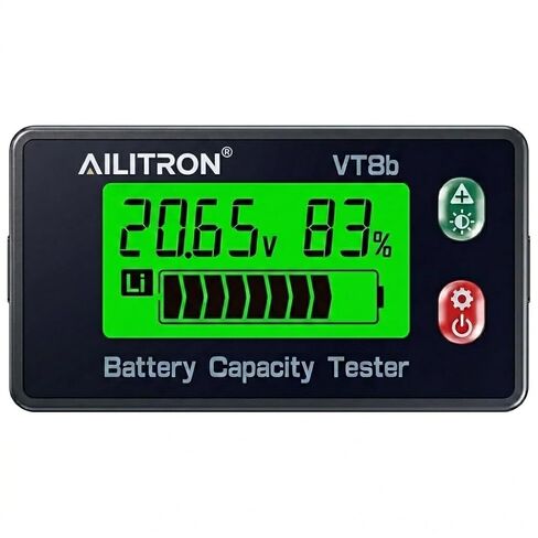 VT8 Battery Capacity Tester, 8V-120V Universal Digital Battery Monitor & DC Voltage Meter with LCD Display Percentage Indicator, Low Capacity Alarm for LiFePO4, Lithium, Lead-Acid, RV, Solar in Kuwait