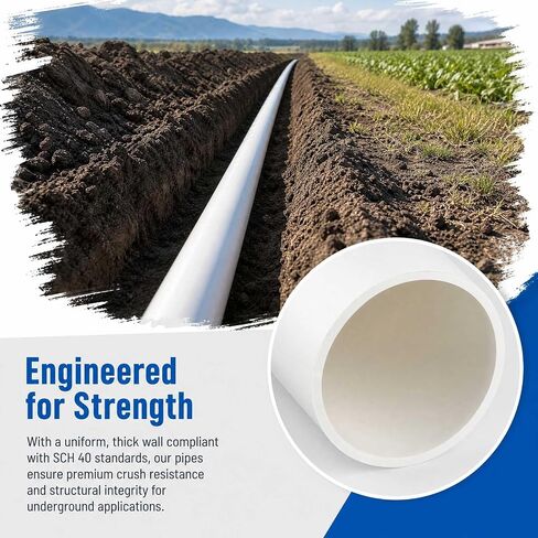 6 inch PVC Pipe Schedule 40 4Ft PVC Pipes Tube for Home DIY,Garden, Greenhouse, Workshop and Farm in Kuwait
