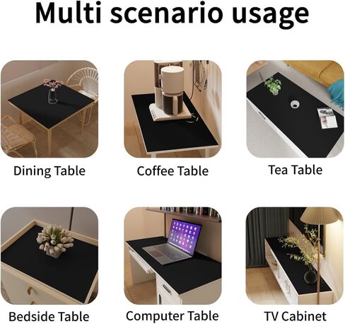 Desk Pad Mat - 14x48 Inch Waterproof Easy to Clean Can Conceal Flaws Protector The Table Top from Scratches Used for Coffee Table Office Table Dresser(Black+Black 14x48) in Kuwait