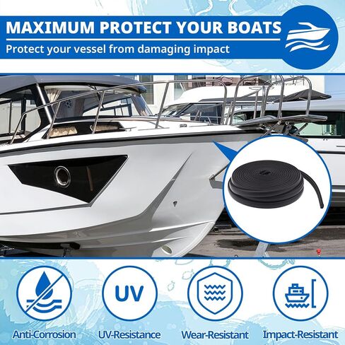 60ft Boat Rub Rail Vinyl Insert,3/4" x 3/8" Flexible Rub Rail for Boats, UV & Saltwater Resistant Boat Edge Protection, Easy Installation for Yachts, Pontoons, Speedboats in Kuwait