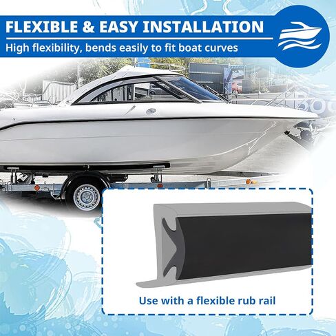 60ft Boat Rub Rail Vinyl Insert,3/4" x 3/8" Flexible Rub Rail for Boats, UV & Saltwater Resistant Boat Edge Protection, Easy Installation for Yachts, Pontoons, Speedboats in Kuwait