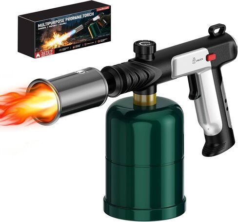 Propane Torch Gun, Weed Torch Propane Burner & Cooking Blow Torch with Safety Lock, One-Touch Max Fire, Adjustable Flame for Searing Steak, BBQ, Charcoal Starter & Weed Burning (Tank Not Included) in Kuwait