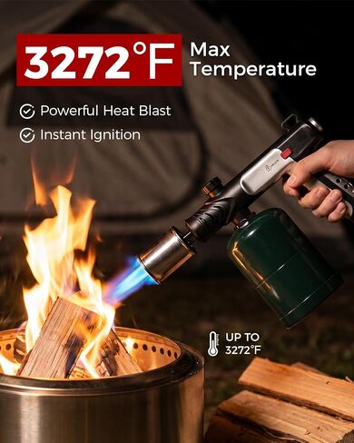 Propane Torch Gun, Weed Torch Propane Burner & Cooking Blow Torch with Safety Lock, One-Touch Max Fire, Adjustable Flame for Searing Steak, BBQ, Charcoal Starter & Weed Burning (Tank Not Included) in Kuwait