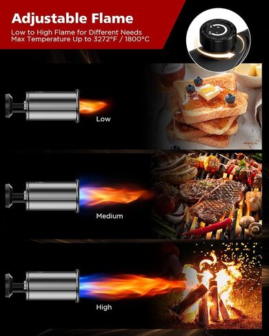 Propane Torch Gun, Weed Torch Propane Burner & Cooking Blow Torch with Safety Lock, One-Touch Max Fire, Adjustable Flame for Searing Steak, BBQ, Charcoal Starter & Weed Burning (Tank Not Included) in Kuwait
