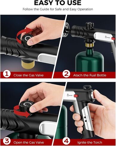 Propane Torch Gun, Weed Torch Propane Burner & Cooking Blow Torch with Safety Lock, One-Touch Max Fire, Adjustable Flame for Searing Steak, BBQ, Charcoal Starter & Weed Burning (Tank Not Included) in Kuwait