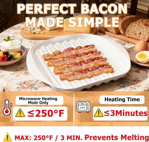 Microwave Bacon Tray With Lid, Microwave Bacon Cooker, Efficient Oil Draining Design For Healthier Crispy Bacon, Bacon Cooker For Microwave Oven, Microwave Bacon Tray For Tacos/Sausages/Hot Dogs in Kuwait