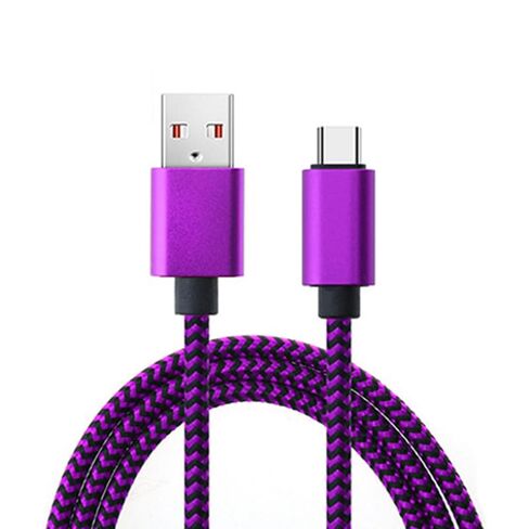 كابل شاحن سريع، 6.6 قدم USB A إلى النوع C سلك شحن سريع منسوج متوافق مع الهواتف الذكية والأجهزة اللوحية (أرجواني، 3 أمتار) in Kuwait
