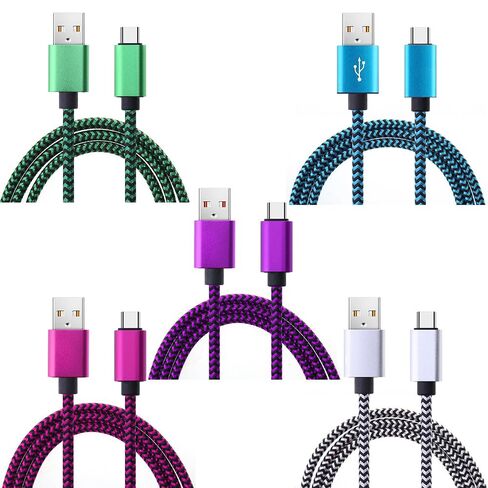 كابل شاحن سريع، 6.6 قدم USB A إلى النوع C سلك شحن سريع منسوج متوافق مع الهواتف الذكية والأجهزة اللوحية (أرجواني، 3 أمتار) in Kuwait