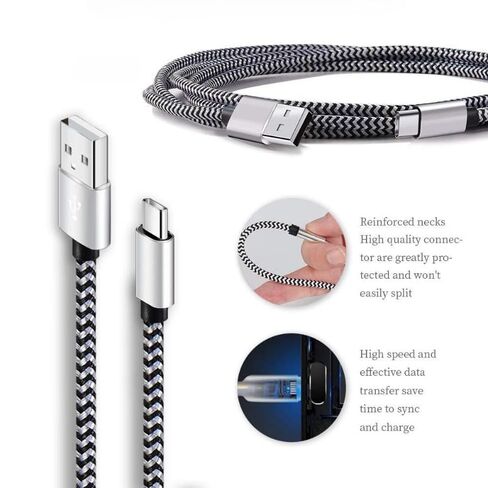 كابل شاحن سريع، 6.6 قدم USB A إلى النوع C سلك شحن سريع منسوج متوافق مع الهواتف الذكية والأجهزة اللوحية (أرجواني، 3 أمتار) in Kuwait