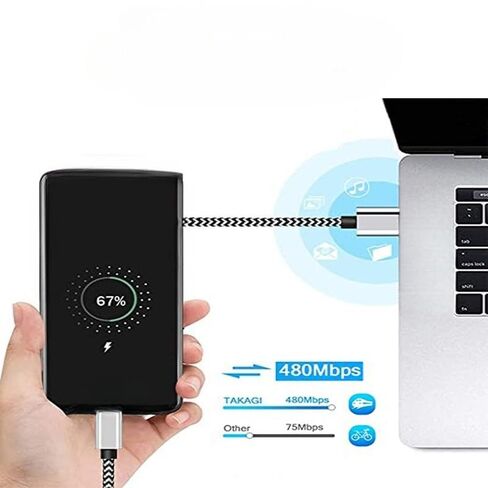 كابل شاحن سريع، 6.6 قدم USB A إلى النوع C سلك شحن سريع منسوج متوافق مع الهواتف الذكية والأجهزة اللوحية (أرجواني، 3 أمتار) in Kuwait