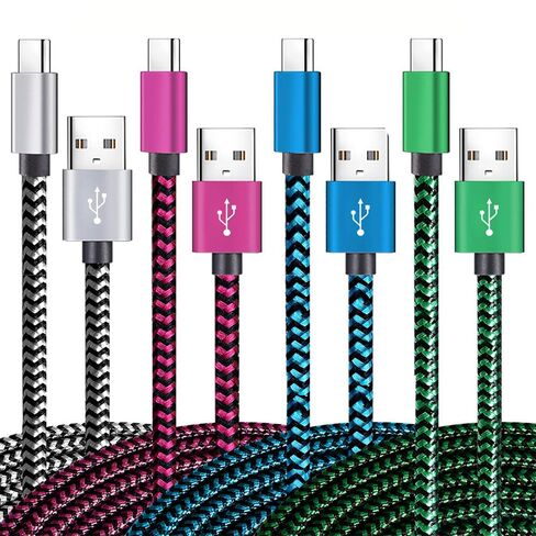 كابل شاحن سريع، 6.6 قدم USB A إلى النوع C سلك شحن سريع منسوج متوافق مع الهواتف الذكية والأجهزة اللوحية (أرجواني، 3 أمتار) in Kuwait