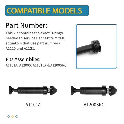 A1120 A1121 O-Ring Kit for Bennett Trim Tab Actuator Cylinders | Fits A1101A A1200S A1101EX A1200SRC, Nitrile Rubber, Fix Hydraulic Leaks, 4-Pack (2 Sets) in Kuwait