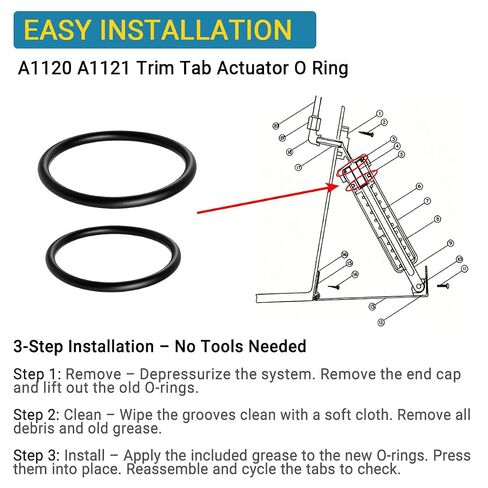 A1120 A1121 O-Ring Kit for Bennett Trim Tab Actuator Cylinders | Fits A1101A A1200S A1101EX A1200SRC, Nitrile Rubber, Fix Hydraulic Leaks, 4-Pack (2 Sets) in Kuwait