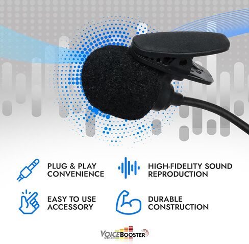 ميكروفون VoiceBooster بمشبك ربط - ميكروفون بمشبك مع قابس 3.5 ملم لمضخمات صوت VoiceBooster وAker - ذراع قابل للتعديل، طرف إسفنجي لتقليل الضوضاء - مثالي للمعلمين والمرشدين ومقدمي العروض in Kuwait