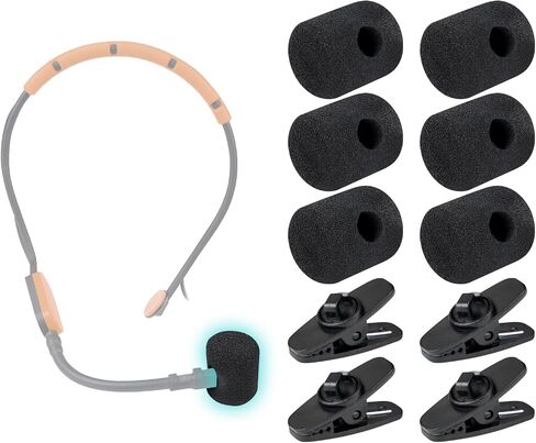 6 قطع من أغطية الميكروفون من SOULWIT + 4 مشابك لميكروفونات سماعات الرأس Shure SM31(SM31FH,SM31FT)، P31(PGA31,PGA31TQG)، غطاء إسفنجي واقٍ للميكروفون - أسود in Kuwait