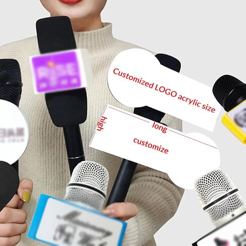 Customized microphone logo acrylic flag custom size adjusted and retractable(red) in Kuwait