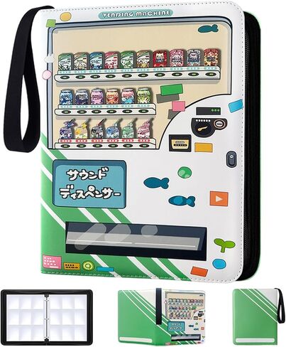 9-Pocket Card Binder, 900 Pockets Vending Machine Trading Card Album | Card Collector Holder Folder,50 Double-sided Removable Sleeves,Zipper,Strap,Waterproof Leather,3-Ring,for MTG TCG Card in Kuwait