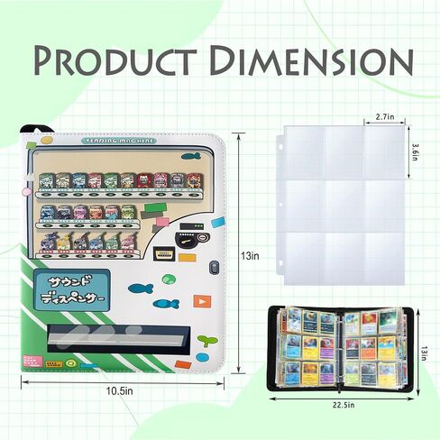 9-Pocket Card Binder, 900 Pockets Vending Machine Trading Card Album | Card Collector Holder Folder,50 Double-sided Removable Sleeves,Zipper,Strap,Waterproof Leather,3-Ring,for MTG TCG Card in Kuwait