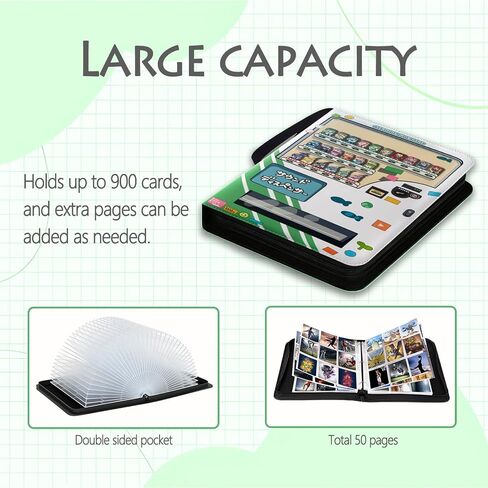 9-Pocket Card Binder, 900 Pockets Vending Machine Trading Card Album | Card Collector Holder Folder,50 Double-sided Removable Sleeves,Zipper,Strap,Waterproof Leather,3-Ring,for MTG TCG Card in Kuwait