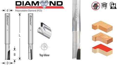 Amana Tool - PCD Diamond 1/4" D 1/4 Shank 1Fl (DRB-421), Industrial Grade in Kuwait