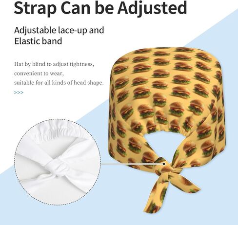 Realistic Beef Burger A Print Scrub Caps Women Men, Nurse Cap Surgical Caps Scrub Hats for Women Men, Adjustable Working Cap with Sweatband Black in Kuwait