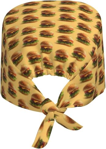 Realistic Beef Burger A Print Scrub Caps Women Men, Nurse Cap Surgical Caps Scrub Hats for Women Men, Adjustable Working Cap with Sweatband Black in Kuwait