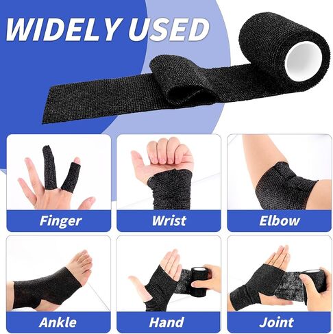 60 Pack Black Self Adhesive Bandage Wrap Bulk 3 Inch x 5 Yards Cohesive Bandage,Vet Wrap Breathable Elastic Self-Adherent Tape for Stretch Athletic Sports Wrist Ankle Dogs Pet Vet Wrap in Kuwait