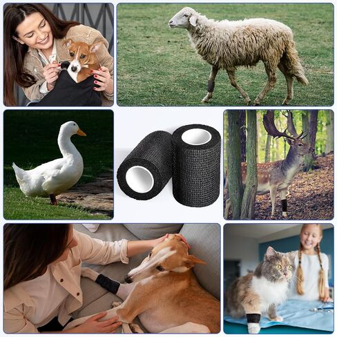 60 Pack Black Self Adhesive Bandage Wrap Bulk 3 Inch x 5 Yards Cohesive Bandage,Vet Wrap Breathable Elastic Self-Adherent Tape for Stretch Athletic Sports Wrist Ankle Dogs Pet Vet Wrap in Kuwait