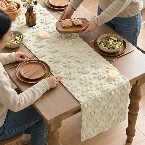Artoid Mode Beige Soft Plush Faux Fur Jacquard Paws Pet Table Runner, Kitchen Dining Table Decoration for Home Party Decor 13x72 Inch in Kuwait