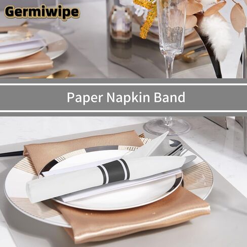 Germiwipe Napkin Bands Self Adhesive for Wrapping Silverware (2500, Black) | Strong Adhesive, Easy to Separate,Time-Saving, Disposable Recyclable Paper, for Parties, Weddings & Restaurants in Kuwait