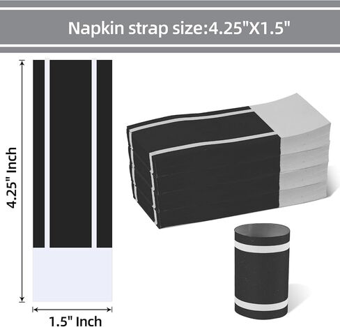 Germiwipe Napkin Bands Self Adhesive for Wrapping Silverware (2500, Black) | Strong Adhesive, Easy to Separate,Time-Saving, Disposable Recyclable Paper, for Parties, Weddings & Restaurants in Kuwait
