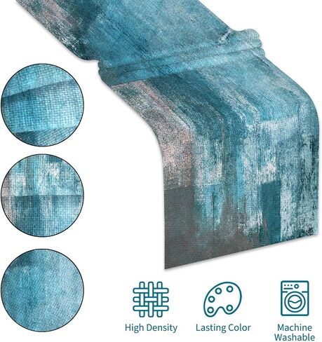 Table Runner Modern Abstract Art Painting Linen Dresser Runner Rustic Farmhouse Style Table Decor for Kitchen Dining Wedding Coffee Home Party (Teal, 13"x 71") in Kuwait