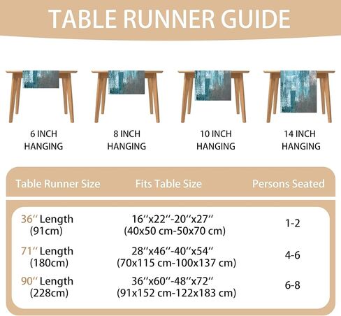 Table Runner Modern Abstract Art Painting Linen Dresser Runner Rustic Farmhouse Style Table Decor for Kitchen Dining Wedding Coffee Home Party (Teal, 13"x 71") in Kuwait